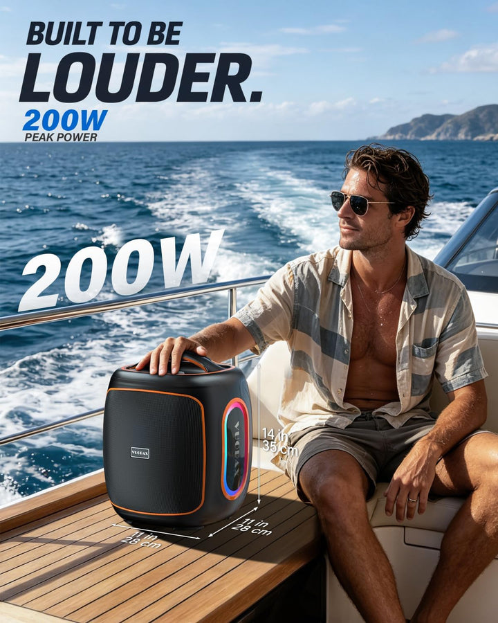 Bluetooth Lautsprecher Gross 120W, Tragbare Musikbox mit kraftvollem Sound, 6,5&
