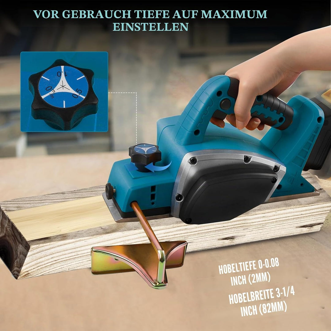 Kabellose elektrische Hand-Planer kompatibel mit Makita 18V Batterie, 15000RPM bürstenlose Power Hol