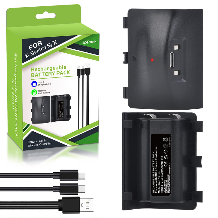 Uwayor Xbox Akku 1400mAh 2 Pack Xbox Controller Akku Wiederaufladbarer für Xbox Series X&S mit USB-C