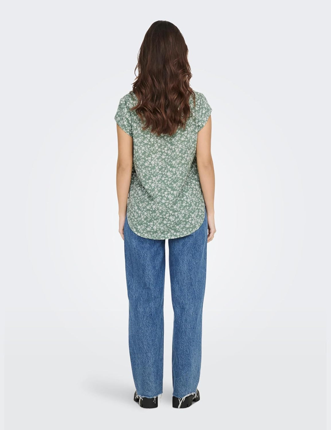 ONLY Damen Onlvic S/S Solid AOP Top Ptm T-Shirt, Blusenshirt, Kurzarm 34 Lily Pad/Aop:emma Mono Flow