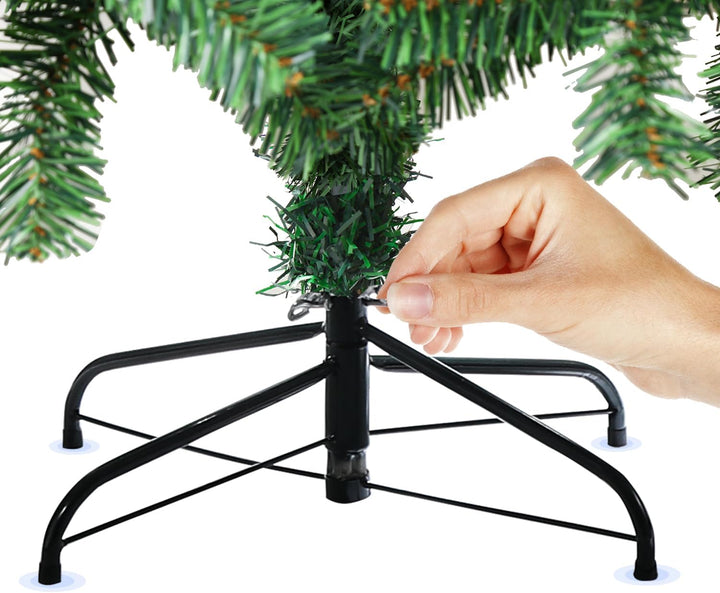 Künstlicher Weihnachtsbaum mit Beleuchtung, 210cm LED Tannenbaum mit Metallständer 400 Warmweissen L