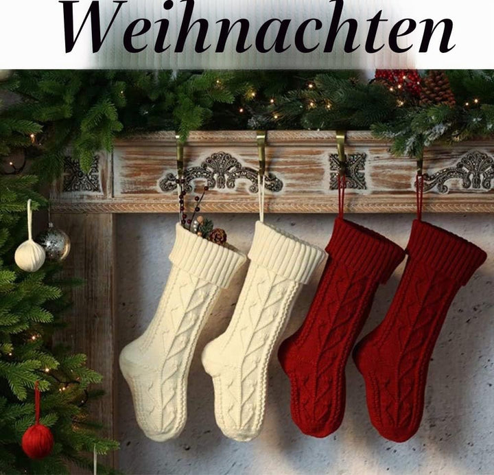 Dremisland Gestrickt Weihnachtsstrümpfe 4er Set, 38cm Grosse Klassische Personalisiert Weihnachtssoc