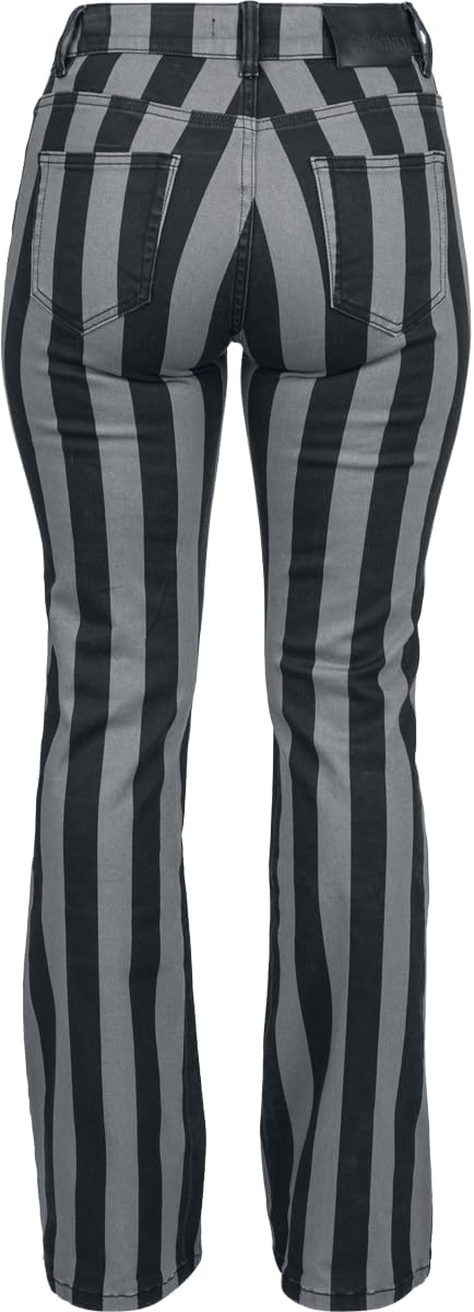 Gothicana by EMP Damen schwarz-grau gestreifte Hose 27W / 30L Schwarz/Grau, 27W / 30L Schwarz/Grau