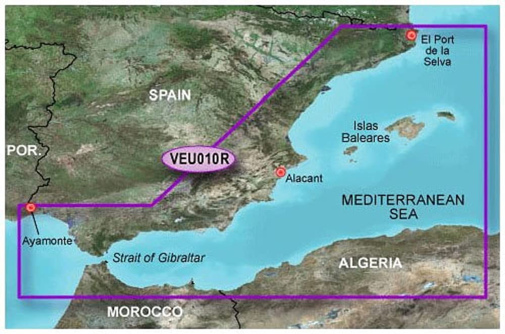 Garmin BlueChart VEU010R, Seeregion Spain, Mediterranean Coast Espagne France côte Sud, Espagne Fran