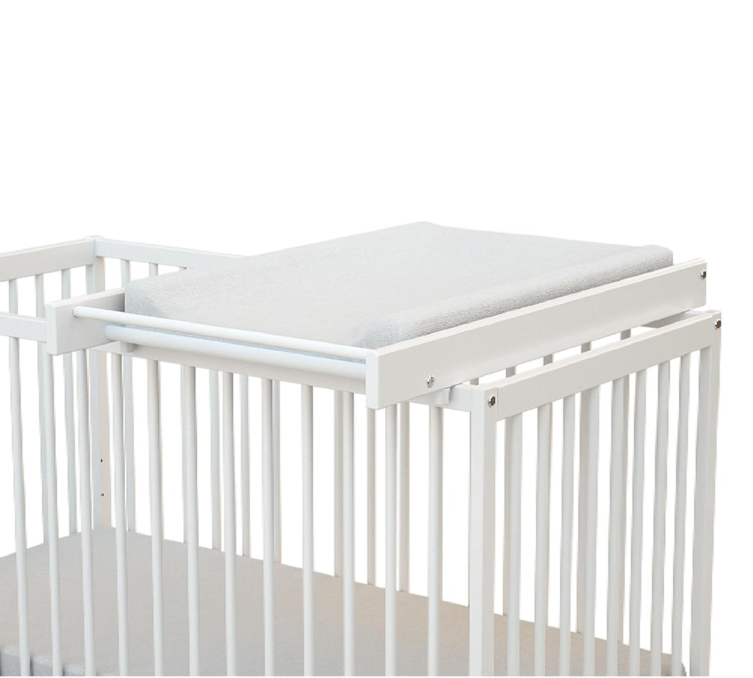 AT4 – Grosser weisser ESSENTIEL-Wickeltisch für ESSENTIEL-Babybett aus Holz für 60 x 120 und 70 x 14