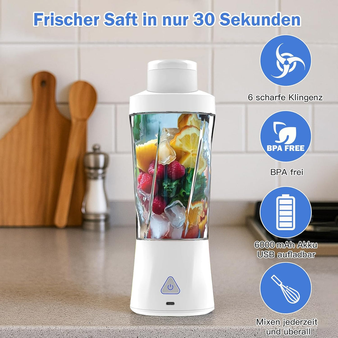 Tragbarer Mixer to go, 700ml Smoothie Maker mit USB, 22000 U/min, leistungsstarker smoothie maker to