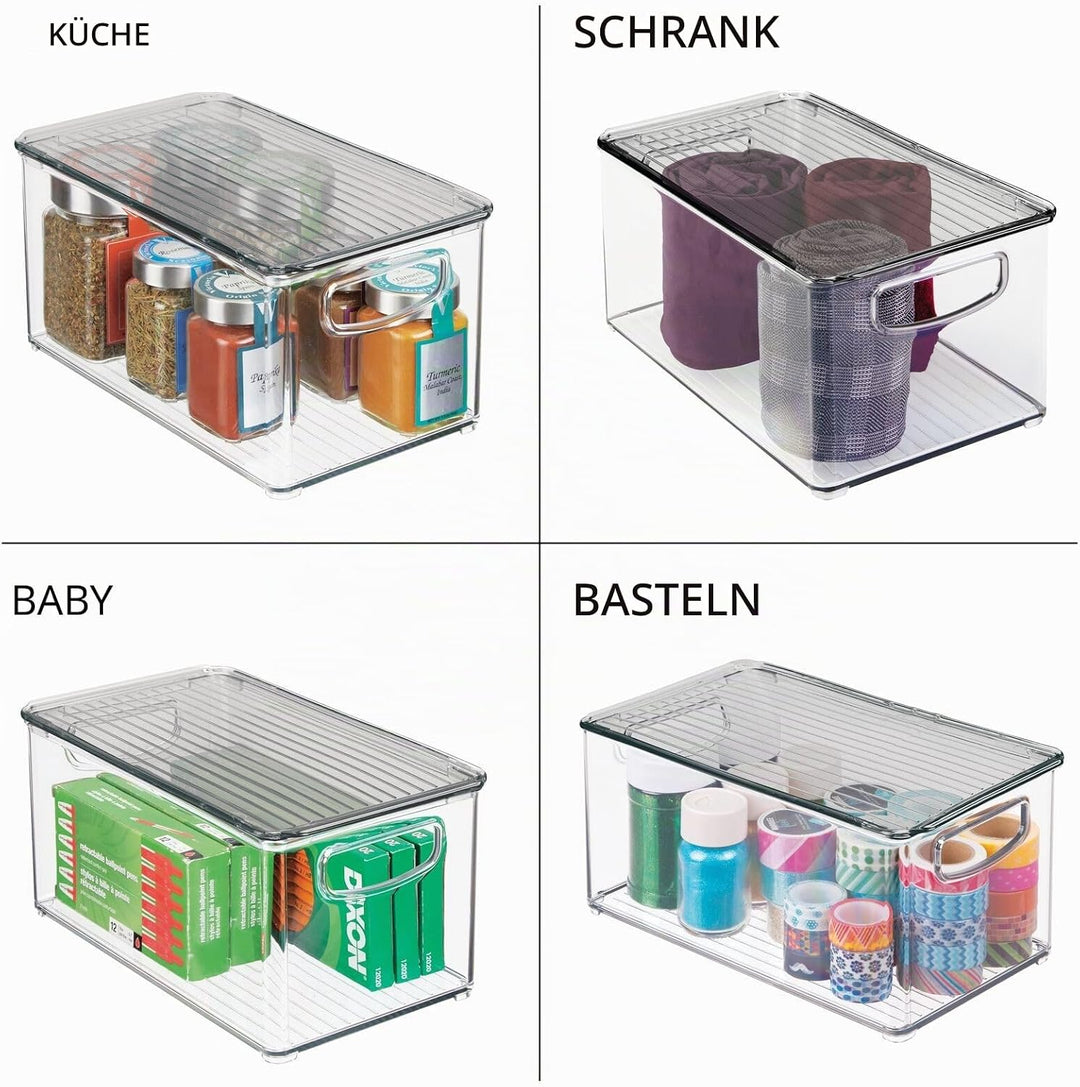 mDesign 2er-Set Aufbewahrungsbox mit Griffen – Kühlschrankbox mit Deckel zur Lebensmittelaufbewahrun