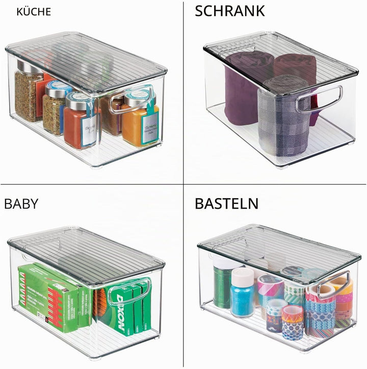 mDesign 2er-Set Aufbewahrungsbox mit Griffen – Kühlschrankbox mit Deckel zur Lebensmittelaufbewahrun