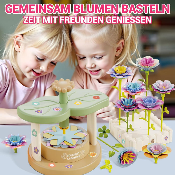 DIY Blumen Bastelset für Kinder ab 3 Jahren, Kunststoff Blumensträusse Basteln Spielzeug, Blumenpres