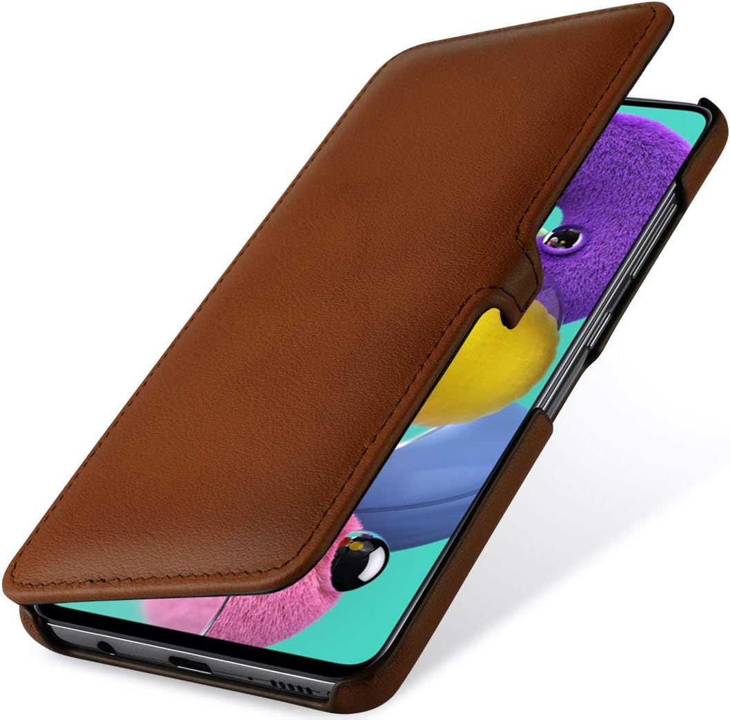 STILGUT Book Case entwickelt für Samsung Galaxy A51 Hülle aus Leder mit Clip-Verschluss, Lederhülle,