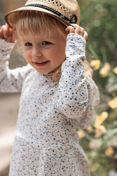 Steiff Mädchen Kleid Langarm Kinderkleid, Cloud Dancer