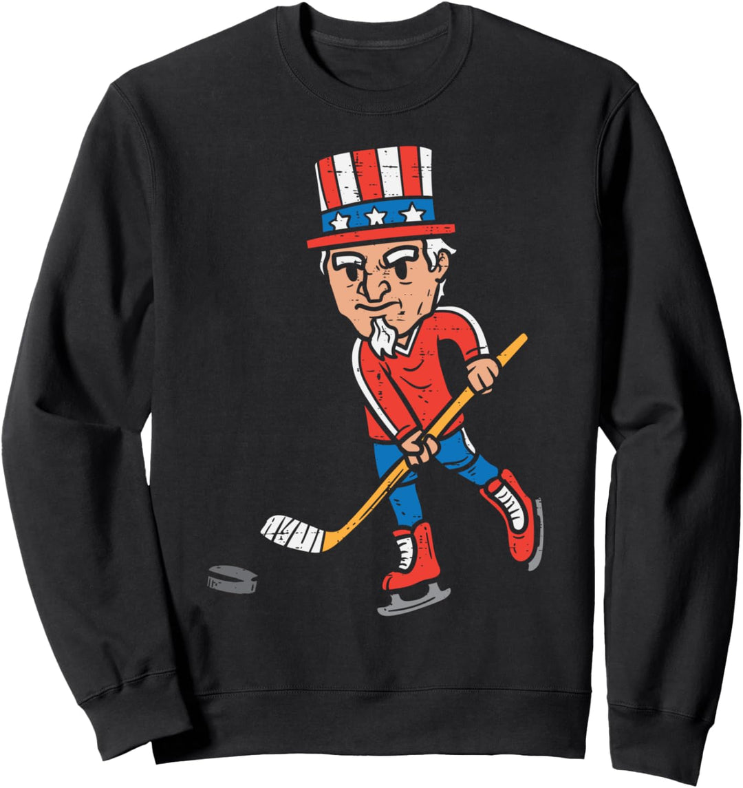 Uncle Sam Ice Hockey American Sports 4th Of July Fourth Boys Sweatshirt