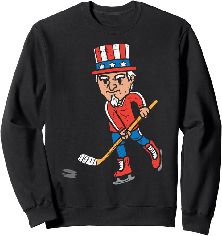 Uncle Sam Ice Hockey American Sports 4th Of July Fourth Boys Sweatshirt