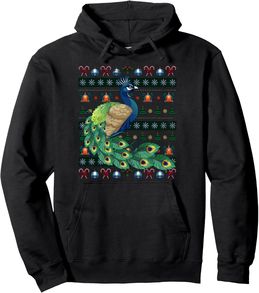 Ziervogel Tier Weihnachten Geschenk Ugly Christmas Pfau Pullover Hoodie