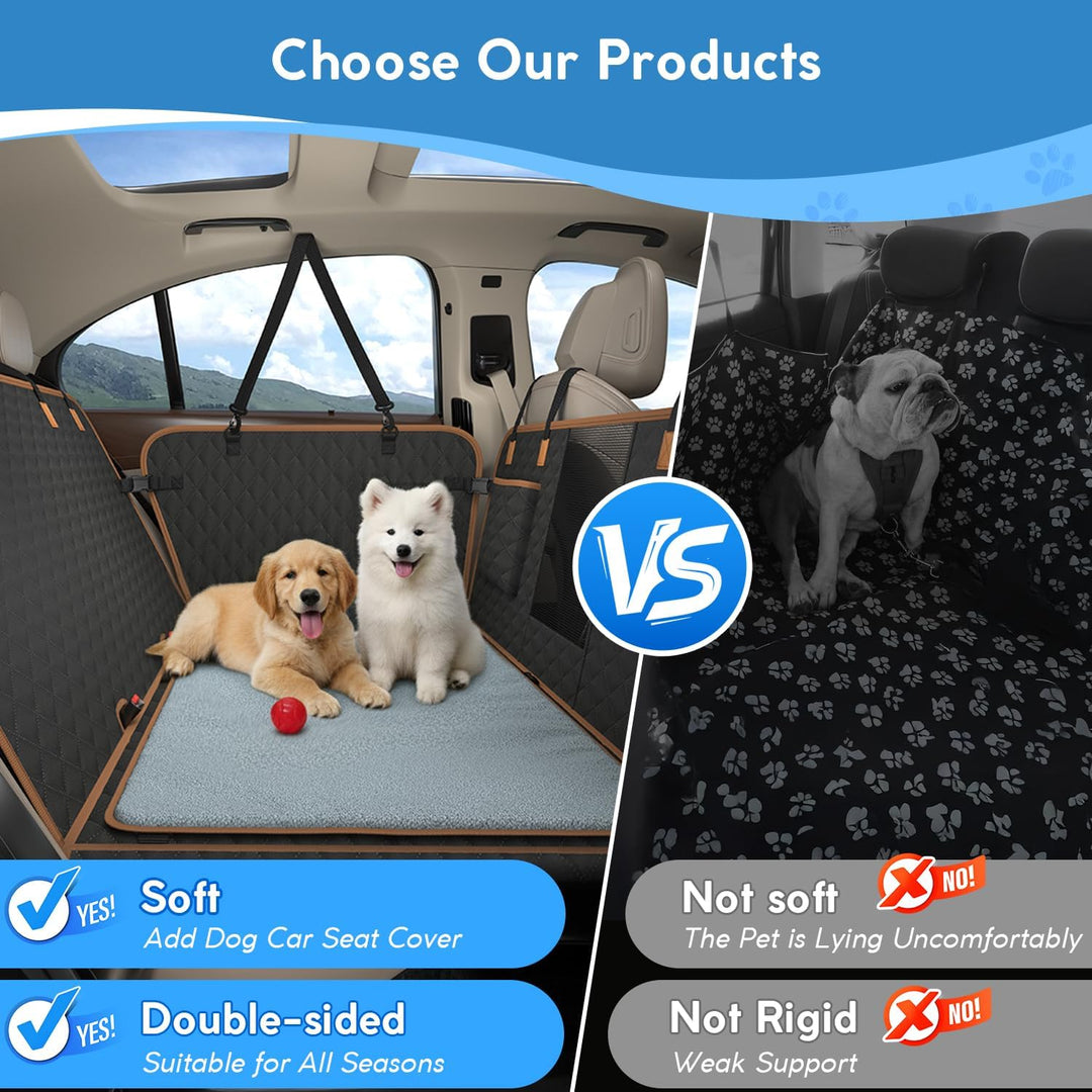 Hundedecke Auto-Rücksitz mit Grauer Weicher Zusatzdecke, Wasserdicht, Kratzfest Hund Auto-Rücksitz m