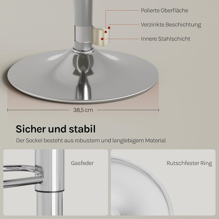WOLTU BH28gr-1 1X Barhocker 1er Set Barstuhl Tresenhocker, aus hochwertigem Kunstleder, verchromter