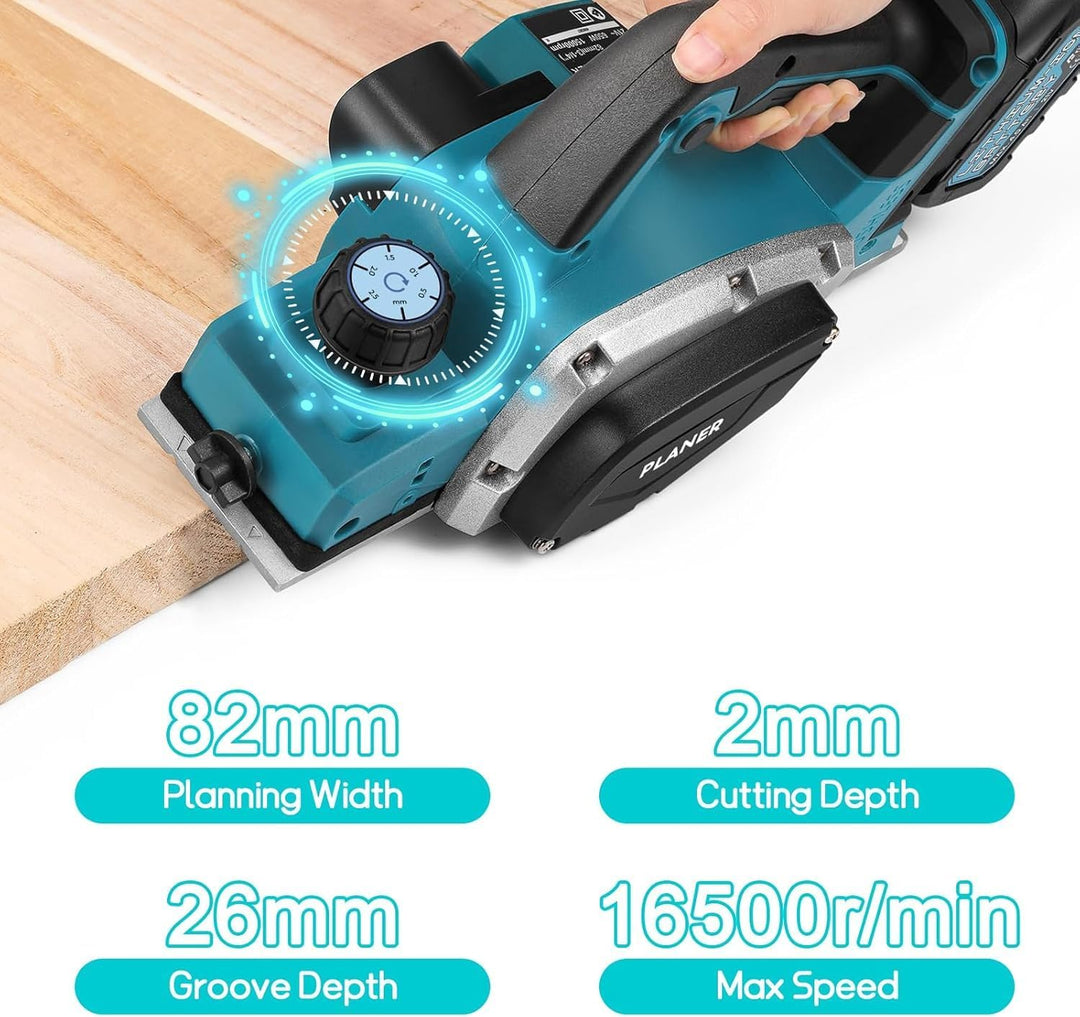 Akku-Hobel Kompatibel mit Makita 18V Akku, Professional 18V Akku Hobel Handhobel Elektrohobel Einhan