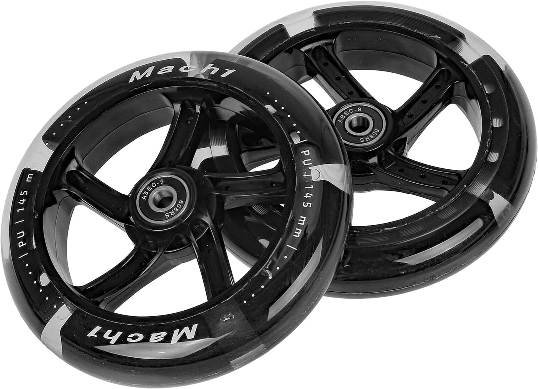 2 Stück 145x30mm Mach1 Kickscooter Rollen-Set inklusive Kugellager + Spacer - Cityroller Ersatz Reif