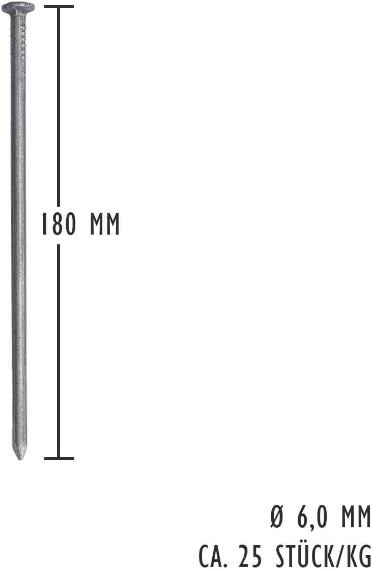 siwitec Drahtstifte blank, 5 kg, 6,0 x 180 mm, Bau- und Tischlerstifte, universell einsetzbare Draht