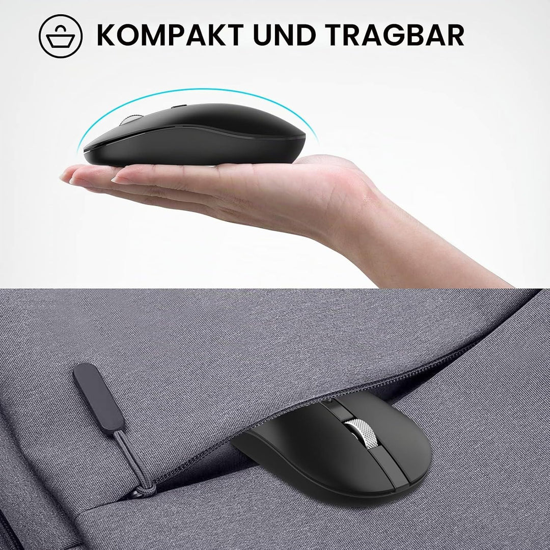 cimetech Maus Kabellos USB C, Slim Beidhändig 2.4G Leise Mini Maus Kabellos 3 DPI Einstellbar Silent