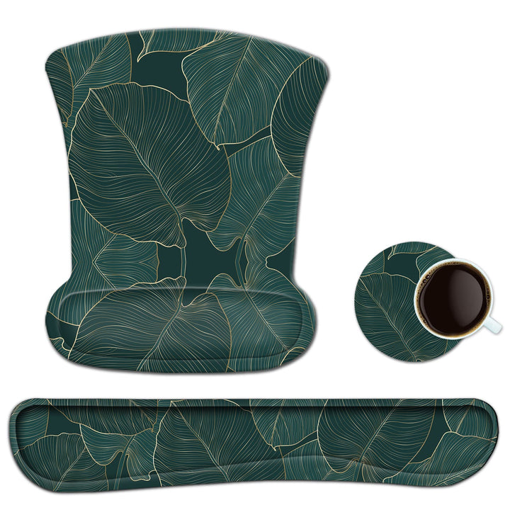 Mauspad mit Handauflage, Mauspad mit Gelkissen und Ergonomische Memory Foam Tastatur Handgelenkaufla