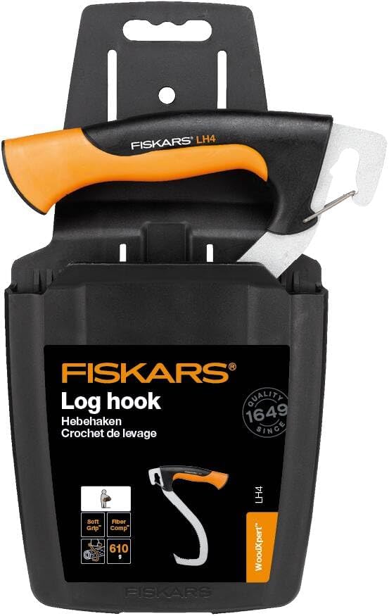 Fiskars Hebehaken zur Holzbearbeitung, Inklusive Köcher, Schwarz/Orange, WoodXpert, 1003624, Hebehak