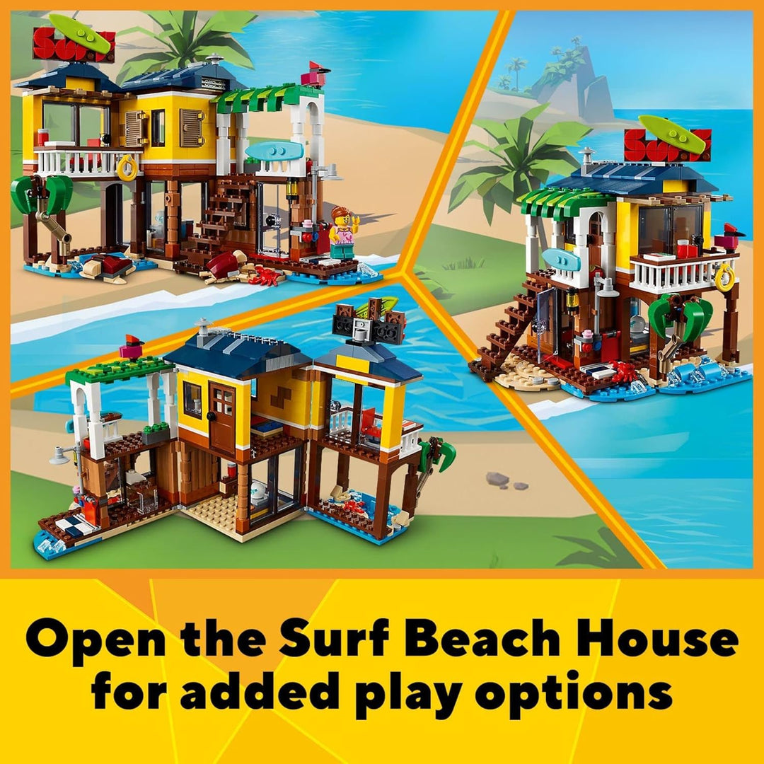 LEGO Creator 3in1 Surfer Beach House 31118 Building Kit Featuring Beach Hut and Animal Toys, New 202