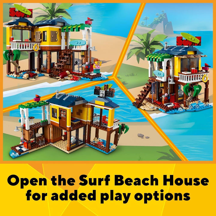 LEGO Creator 3in1 Surfer Beach House 31118 Building Kit Featuring Beach Hut and Animal Toys, New 202