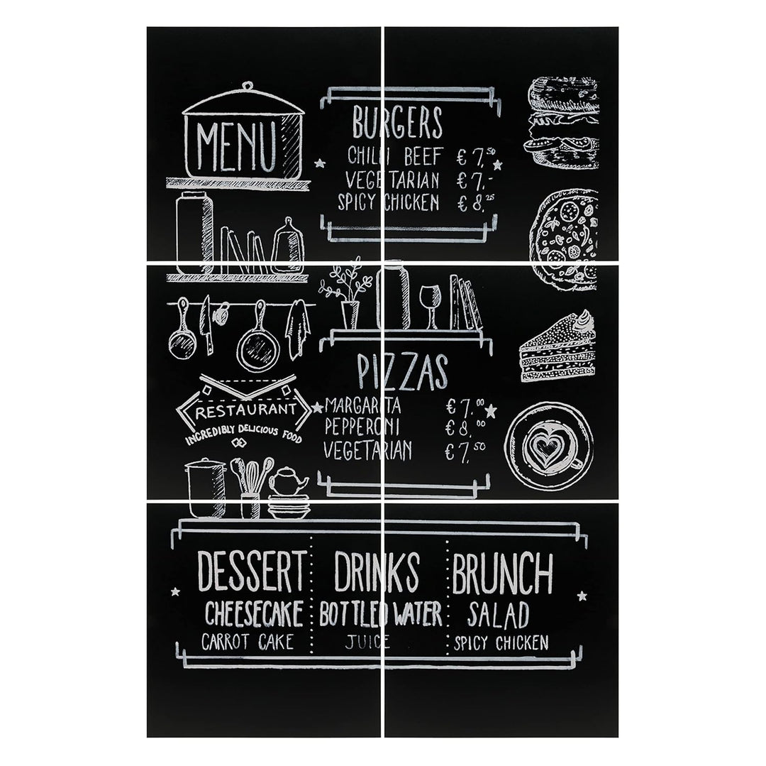 Securit Silhouette Kreidetafel"Kreidetafel XXL" inkl. doppelseitigem Klebeband, 6er Set - 40 x 40 cm