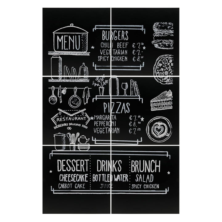Securit Silhouette Kreidetafel"Kreidetafel XXL" inkl. doppelseitigem Klebeband, 6er Set - 40 x 40 cm