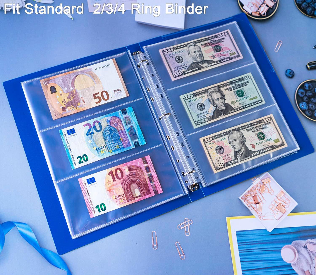 30er-Pack 180 Taschen 11-Loch Banknoten-Hüllen, Nachfüllseite für Bargeldsammelalben, Doppelseitige