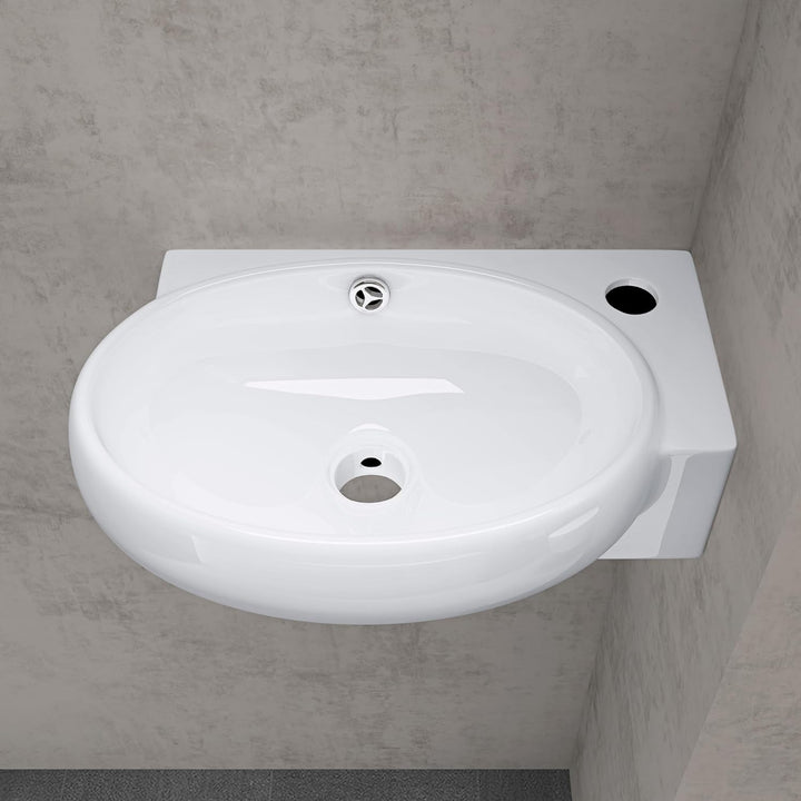 doporro Brüssel001L Hängewaschbecken aus Keramik in Weiss inkl. Nano-Versiegelung/Abperl-Effekt, Wan