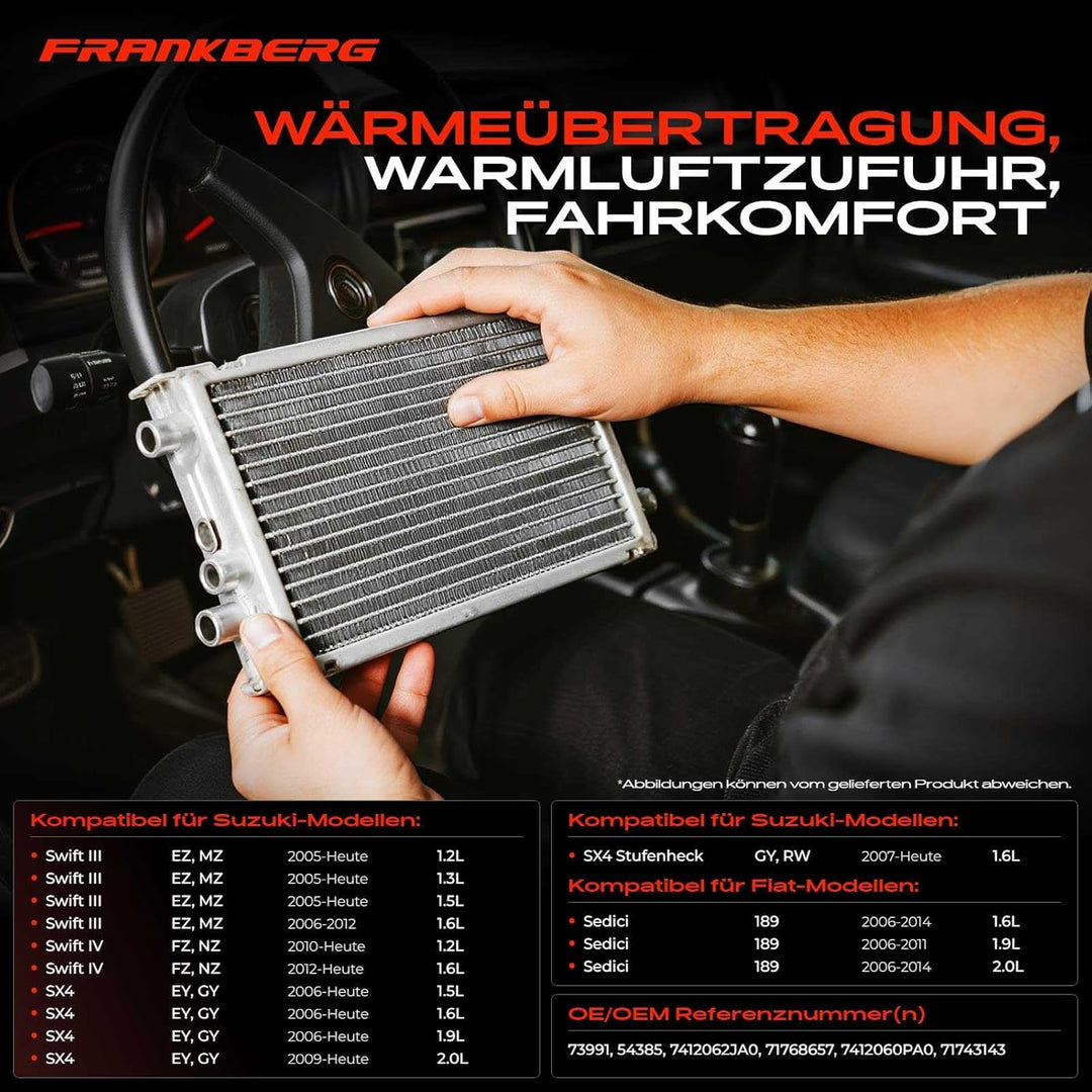 Frankberg Wärmetauscher Innenraumheizung Kompatibel mit Sedici 2006-2014 Swift III 2005-Heute Swift