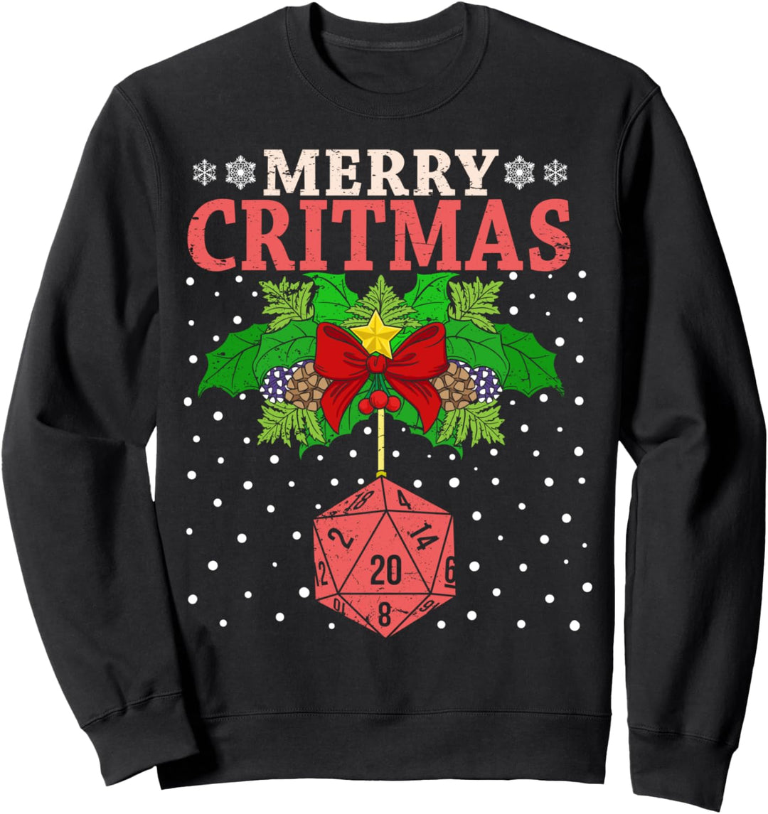 Merry Critmas 20-seitige Würfel, RPG Weihnachts-Brettspiel Sweatshirt