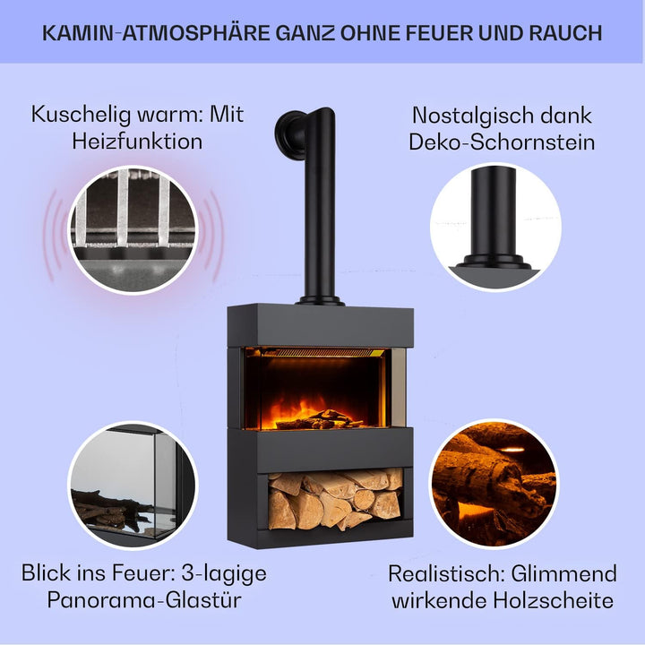 Klarstein Elektrokamin, Elektro Heizungen für Wohnzimmer & Innenräume, Elektrischer Kamin mit LED Fl