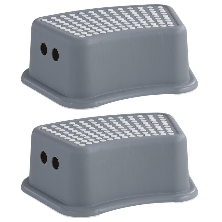 Tritthocker Fusshocker - 2er Set - Kunststoff - Grau - B 36 cm x H 13 cm x T 24 cm