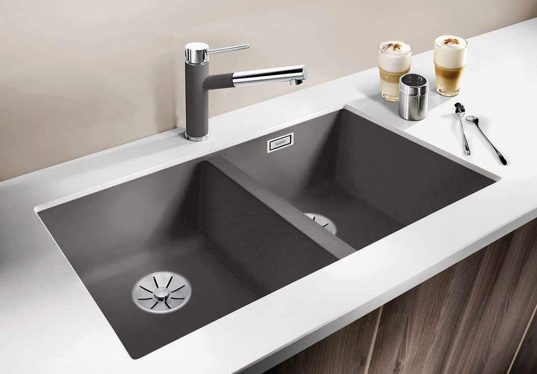 BLANCO SUBLINE 350/350-U | SILGRANIT weiss | Einbauart: Unterbau | ohne Ablauffernbedienung | 80er U
