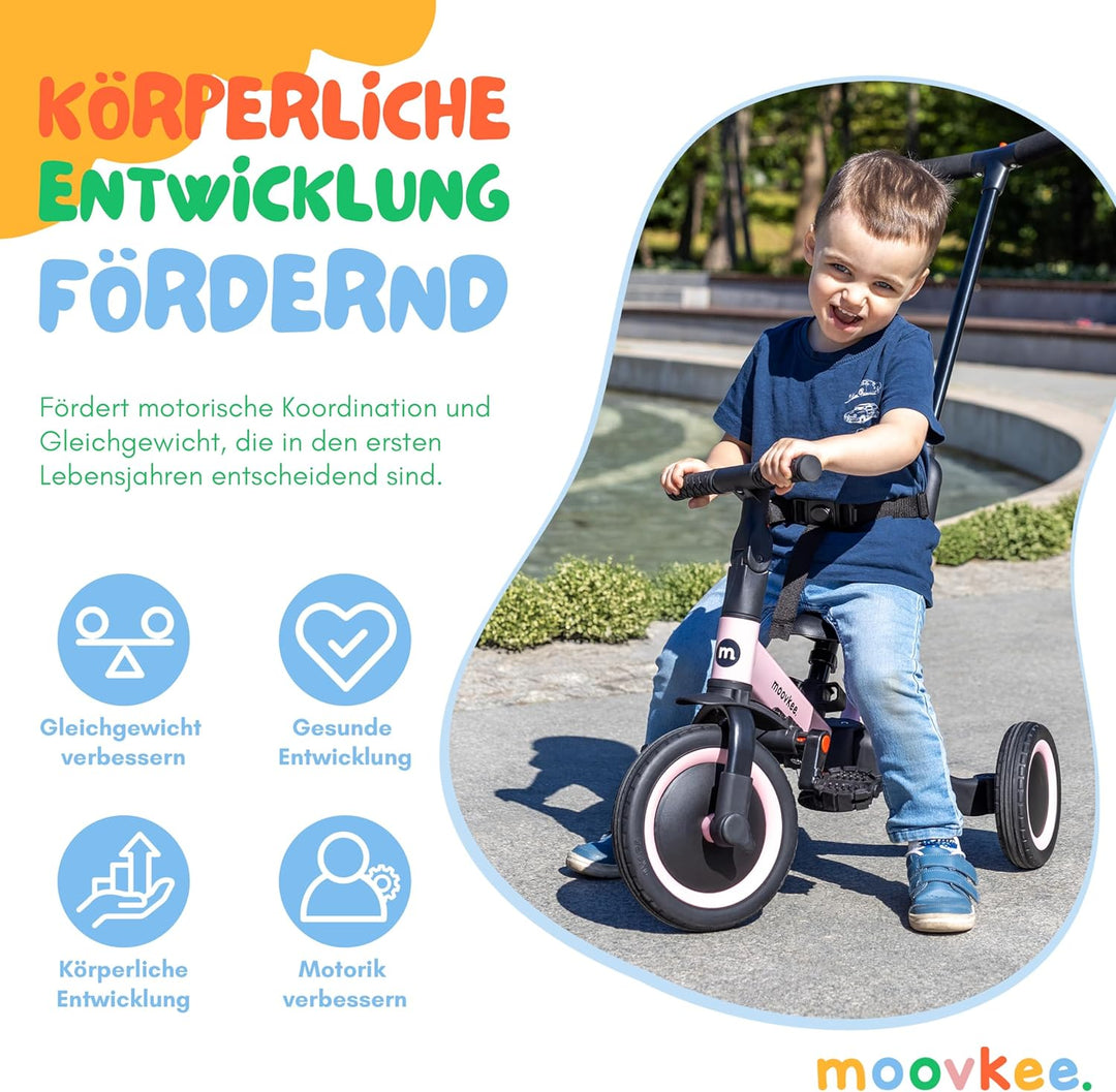 moovkee. Kinder Laufrad ab 1 Jahr 6in1 - Dreirad mit Schubstange - Lauflernrad ab 1 Jahr - Baby Fahr