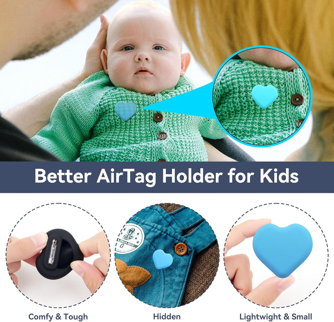 DDJ AirTag Kinder-Schutzhülle, 4er-Pack für Apple AirTag Tracker-Halter mit unsichtbarem Pin, Anti-V