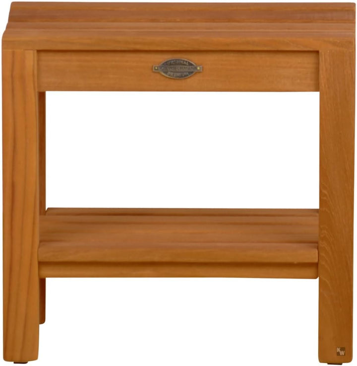 Duschhocker Holz mit Ablage Duschbank Premium Badhocker Badsitz Massivholz und Anti-Rutsch-Füsse