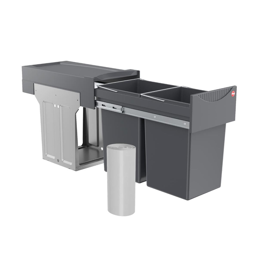 Hailo Abfallsammler TA Swing 3666104 | Einbau-Mülleimer 2x15L | Tandem Mülltrennsystem für Küchenunt
