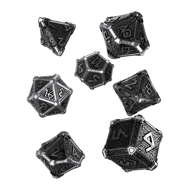 Q WORKSHOP Metal Mythical 7 Polyhedral Ornamented Dice Set Mythical 7 Polyhedral Pieces, Mythical 7