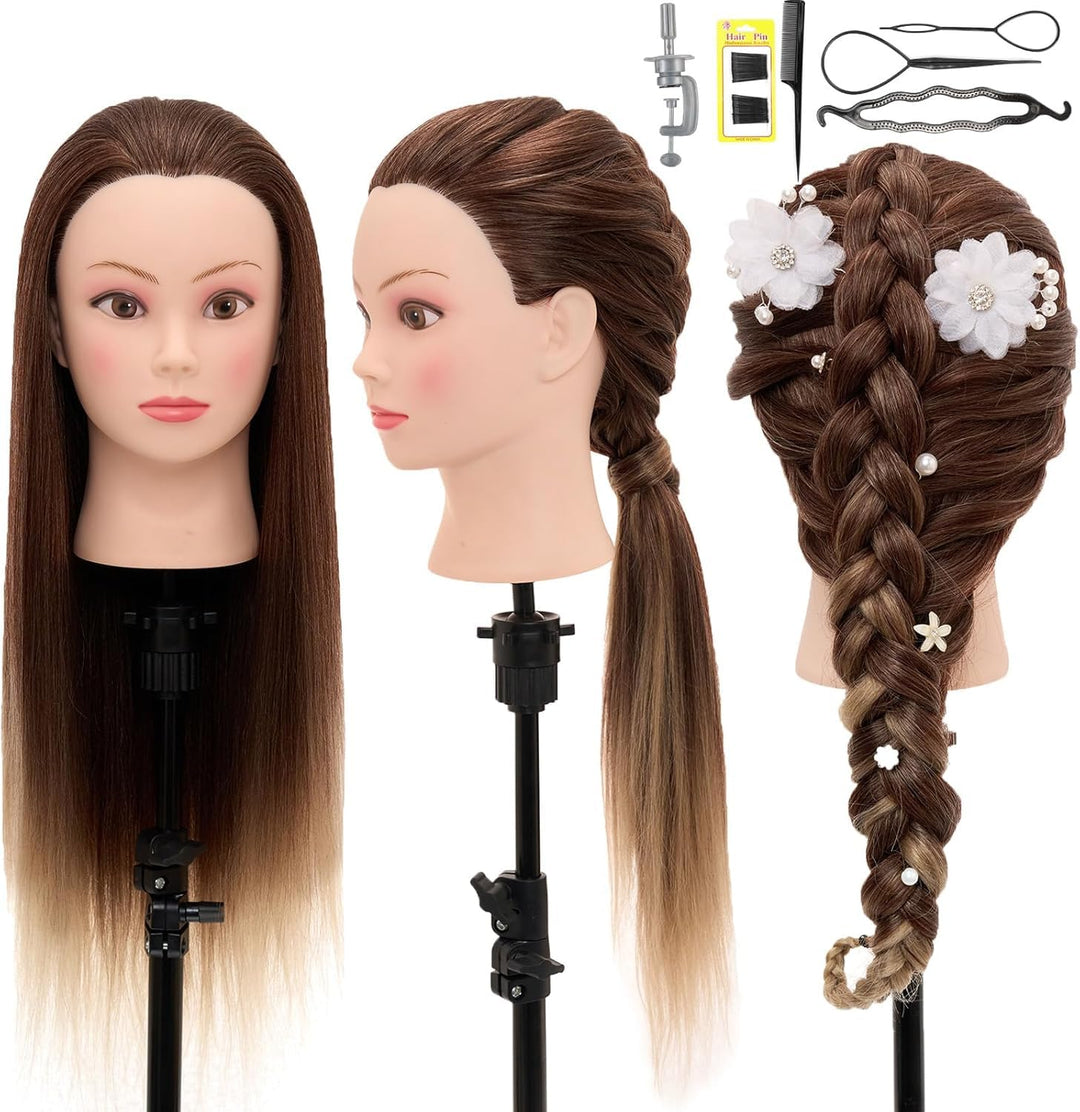 Neverland Frisierkopf Friseur Echthaar Übungskopf Friseurkopf Trainingsköpfe für Kinder (26” Ombre B