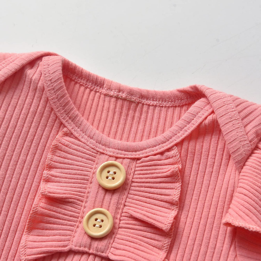 Neugeborenes Baby Mädchen Kleidung Sets Kleinkind Langarm Strampler Rüschen Tops & Blumen Bedruckte
