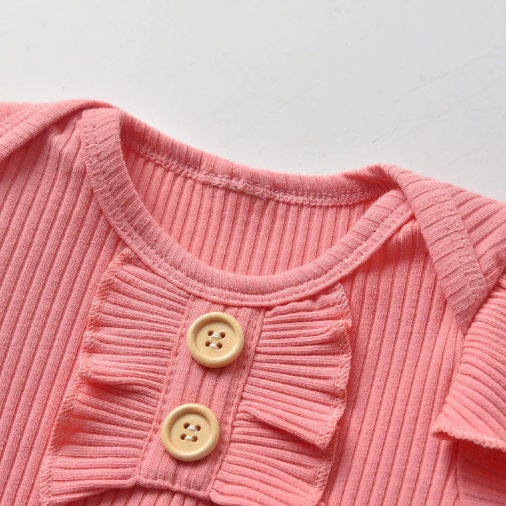 Neugeborenes Baby Mädchen Kleidung Sets Kleinkind Langarm Strampler Rüschen Tops & Blumen Bedruckte