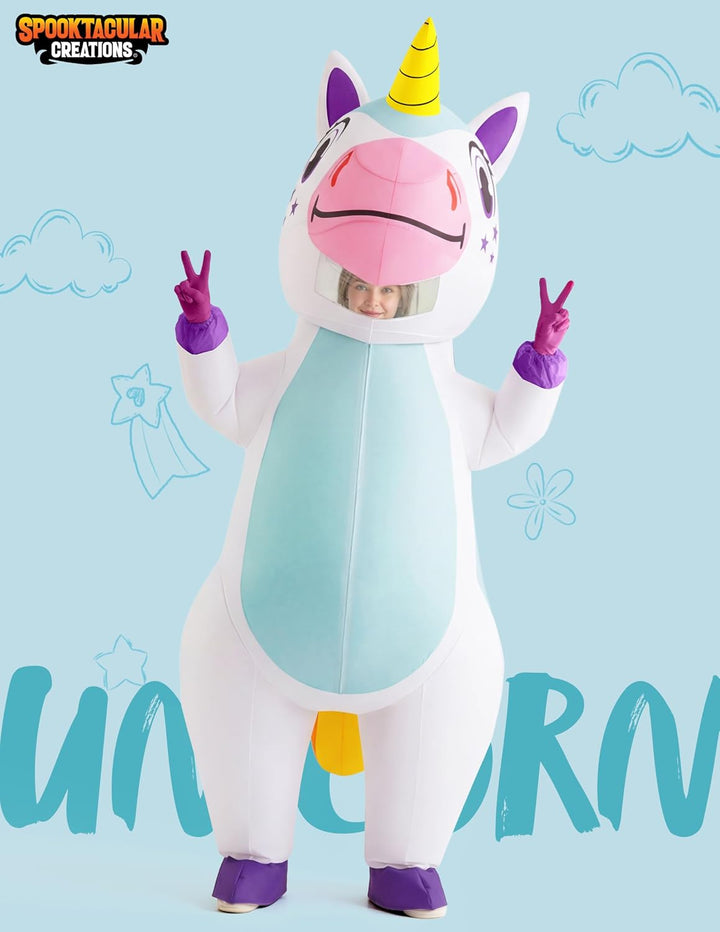 Spooktacular Creations Aufblasbares Einhorn Kostüm Ganzkörper, Einhorn Air Blow-up Kostüm für Hallow