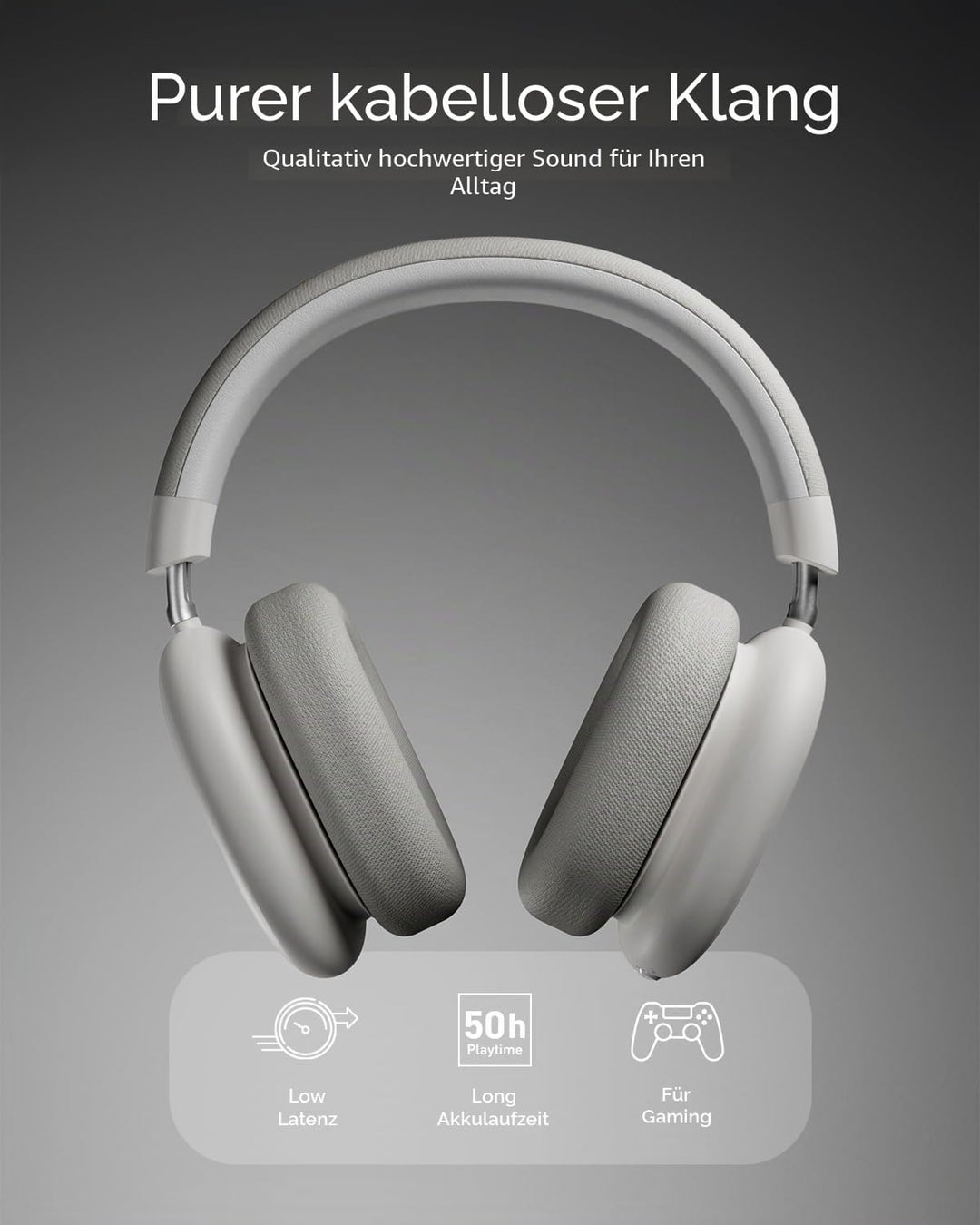 JAZ Pure Wave – Wireless Gaming On-Ear Kopfhörer, Niedrige Latenz, 3,5-mm-Klinkenanschluss, Mikrofon