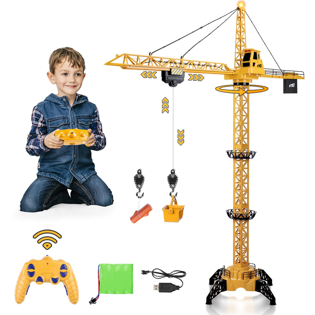 deAO RC Bauturmkran, Kran, ferngesteuert, für Kinder, Höhe 128 cm, 6 Kanäle, ferngesteuert, Modell D