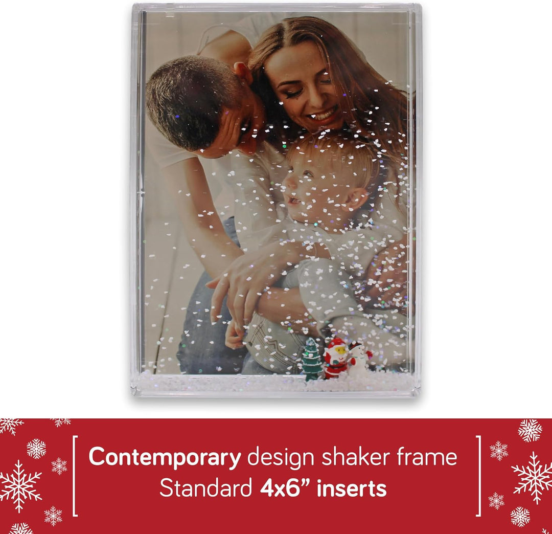 Adventa Glitzer-Bilderrahmen, klares Acryl, 4 x 6 cm, ideales personalisiertes Geschenk oder Heimdek