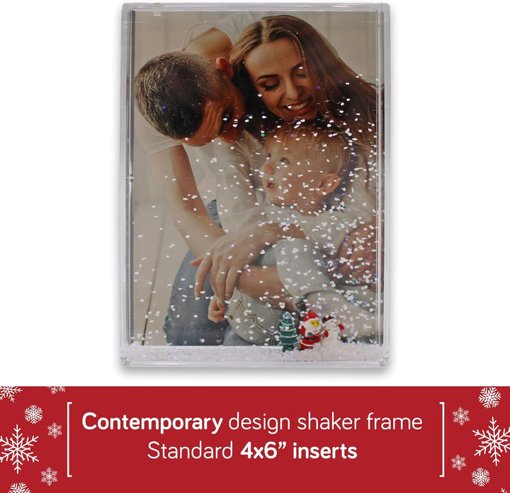 Adventa Glitzer-Bilderrahmen, klares Acryl, 4 x 6 cm, ideales personalisiertes Geschenk oder Heimdek